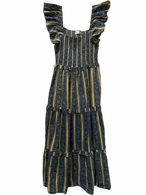 Meadow Bird by Charlotte Dupont Medium Floral 100% Cotton Midi Summer Dress B8